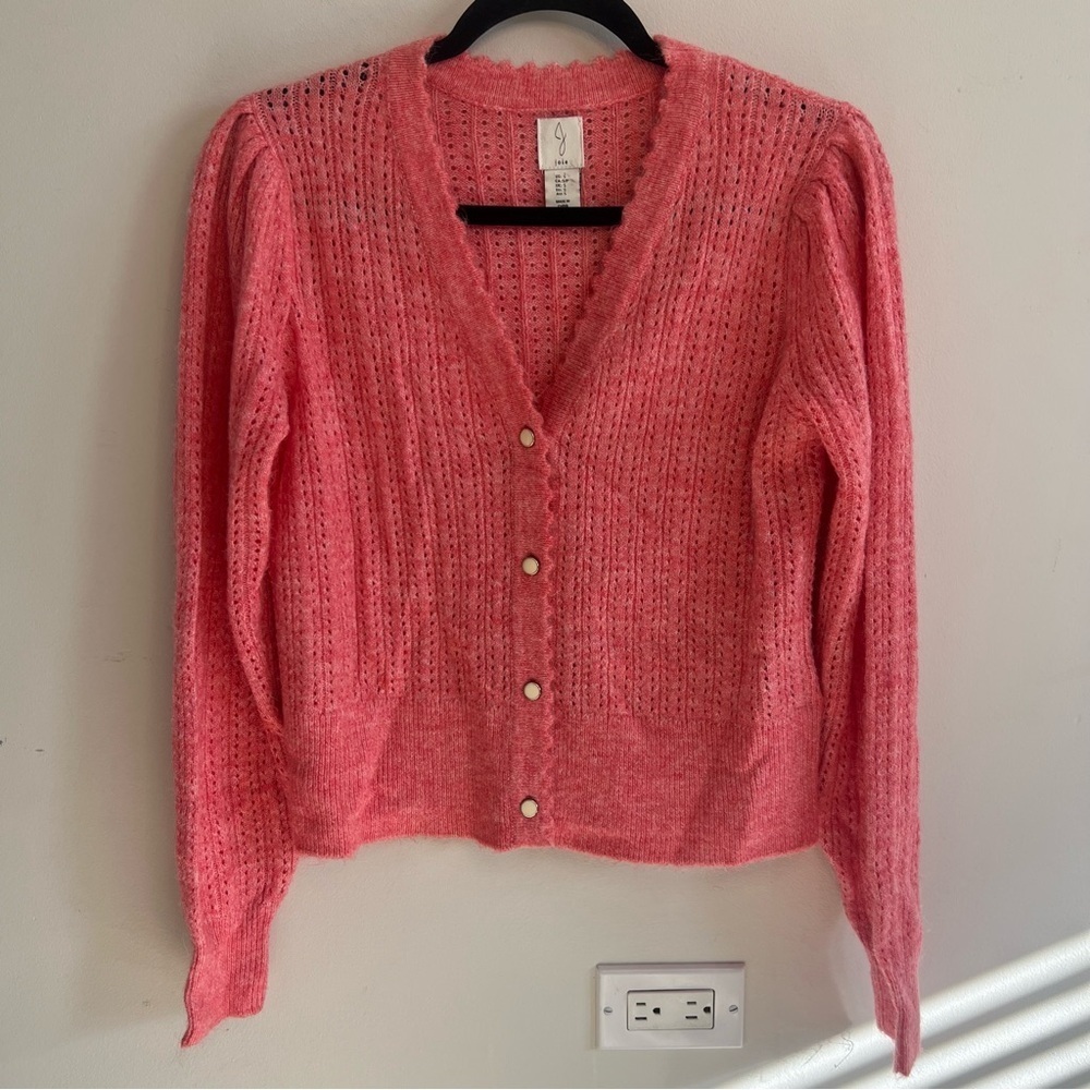 Joie Pink Cable Knit Button-Up Cardigan